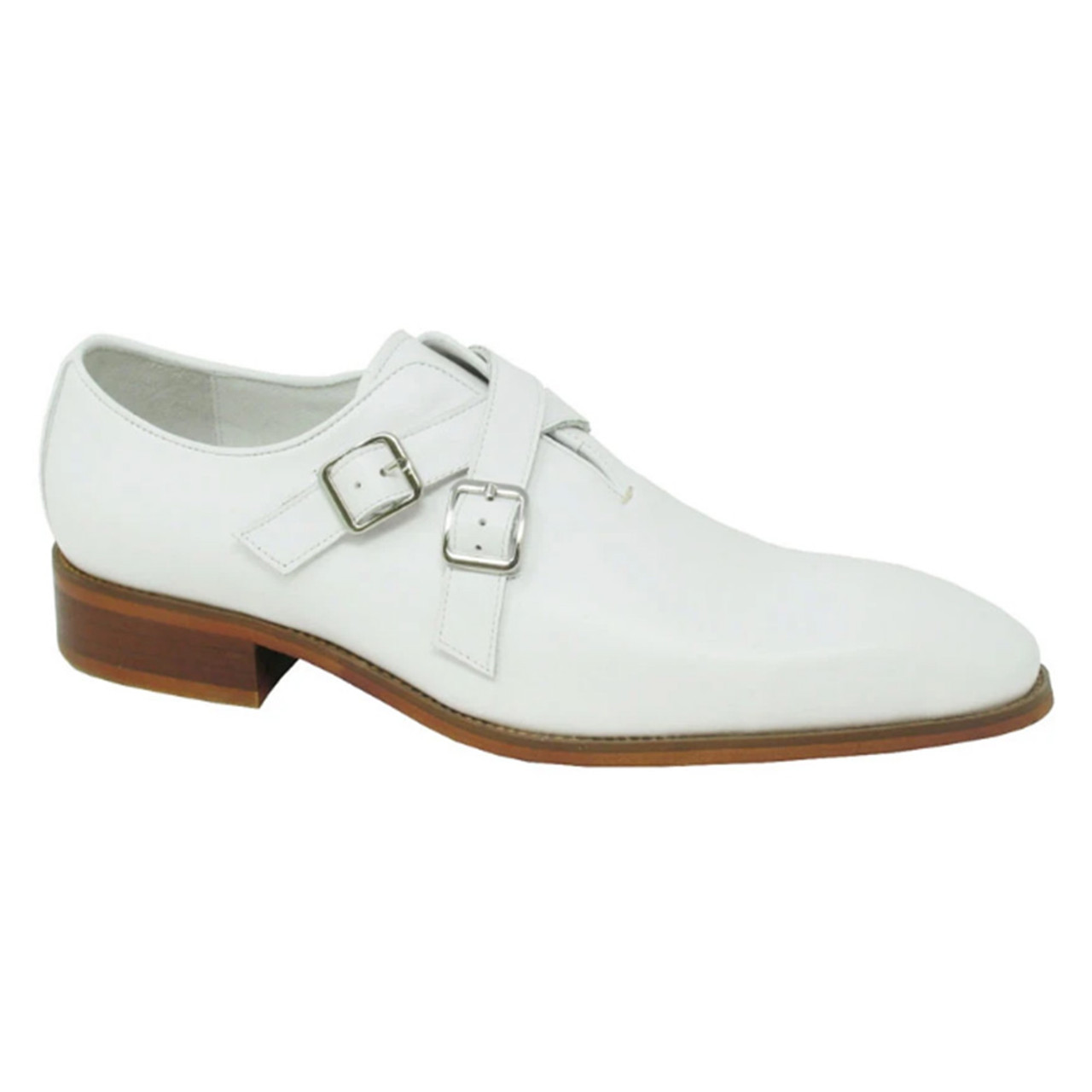 white buckle shoes
