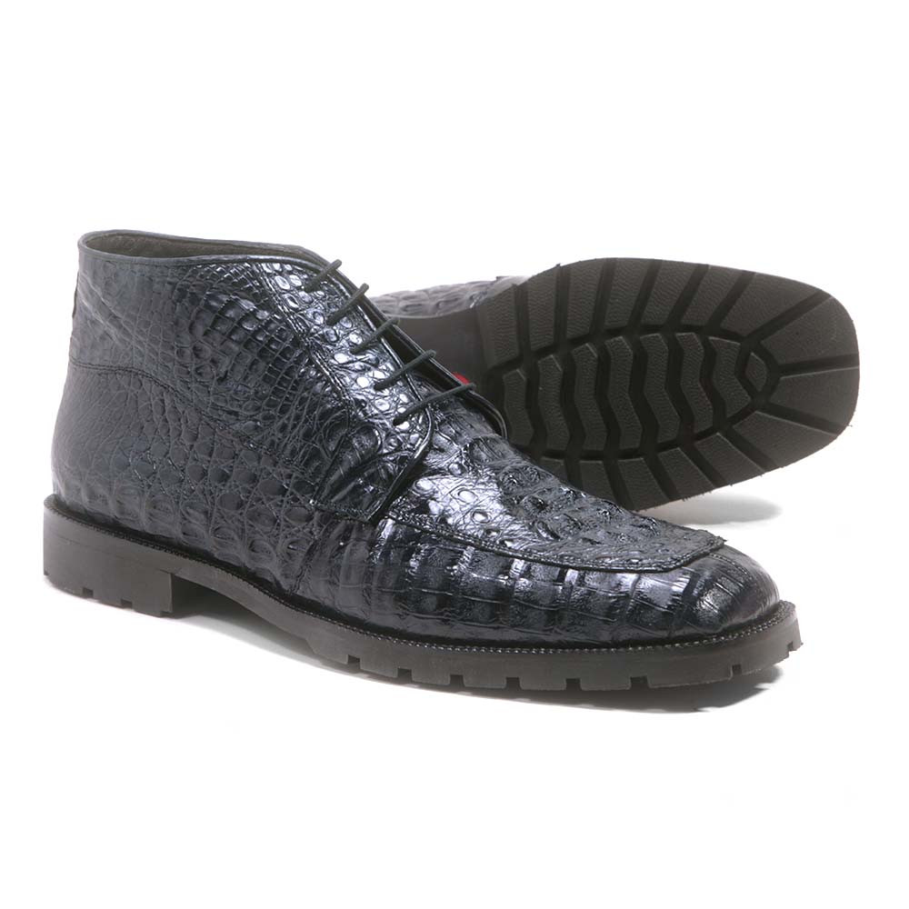 Los Altos Navy Caiman Hornback Square Toe Boots
