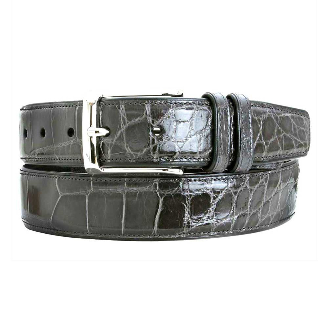 Gray/Black Genuine Double Side Alligator Crocodile Leather Belt