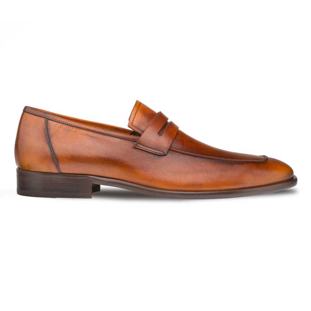 Mezlan Cognac Burnished Calfskin Penny 