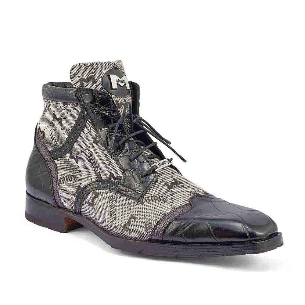 Mauri Men's Exotic Alligator / Ostrich Leg / Mauri Fabric Black