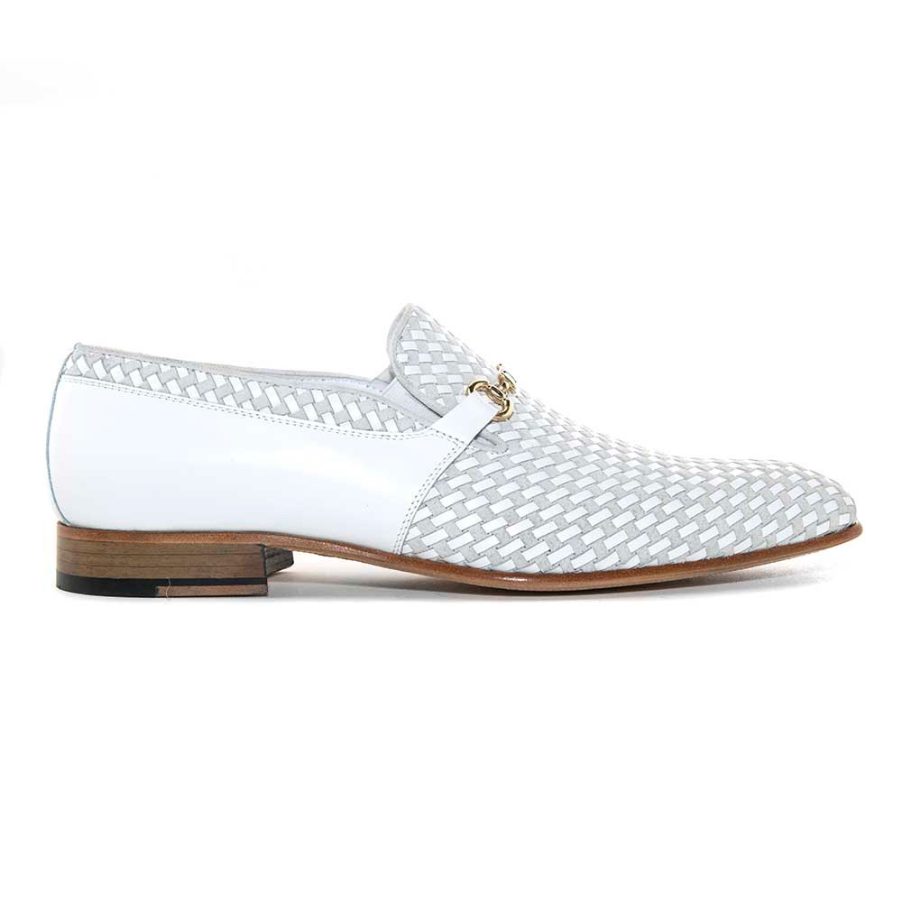 Corrente Wow White Suede and Calfskin Woven Slip-On Loafer  display picture 1