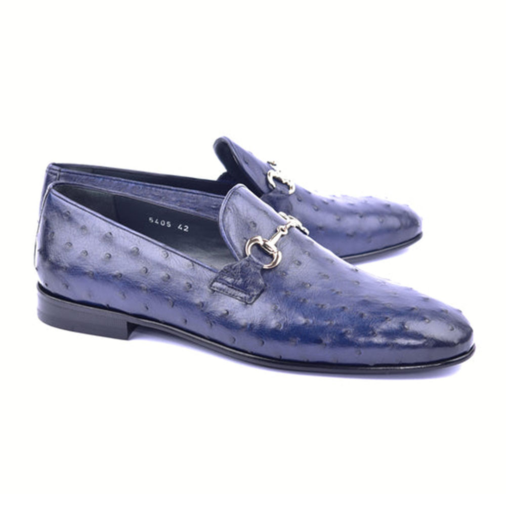 Corrente Men’s Navy H Buckle Vita Calfskin Slip On Loafer