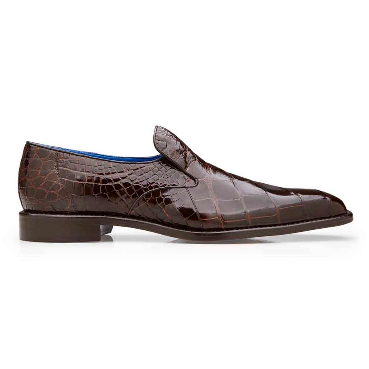 Chaussures enfiler en alligator am ricain marron Genova