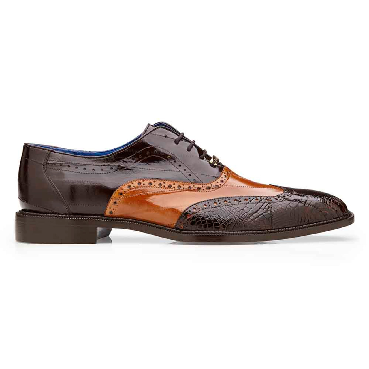 Belvedere Men's Chocolate & Tan Eel and American Alligator Wing