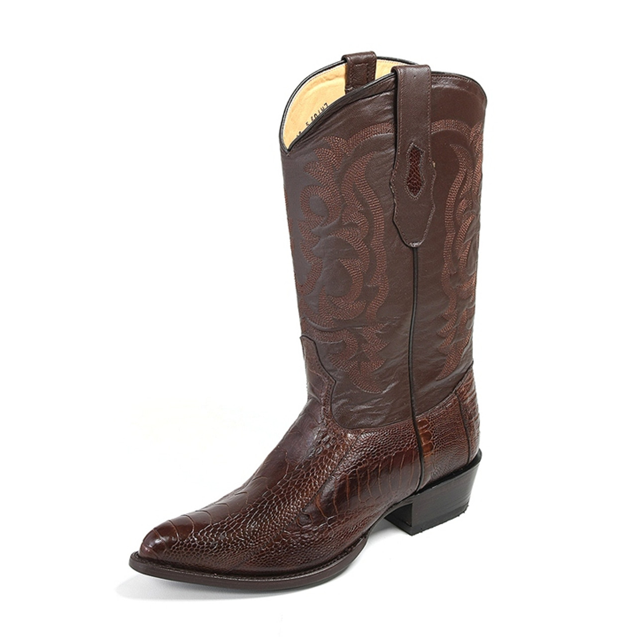 Los Altos Ostrich Leg Boots R-Toe Cognac