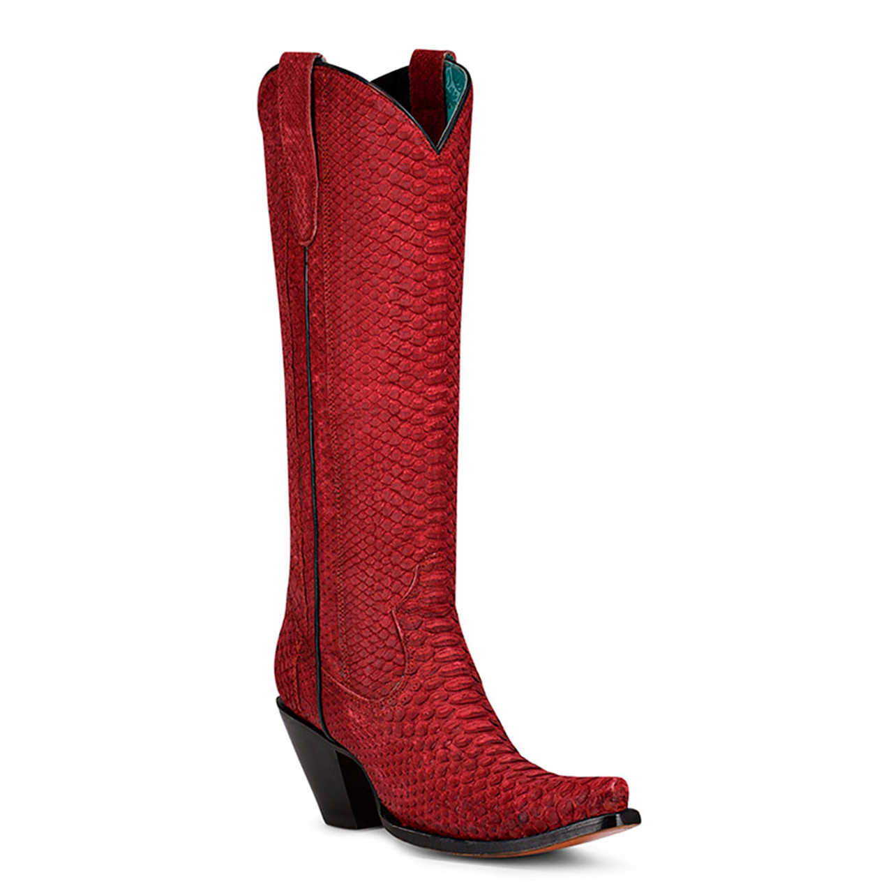 Corral Red Genuine Python Tall Cowgirl Boots
