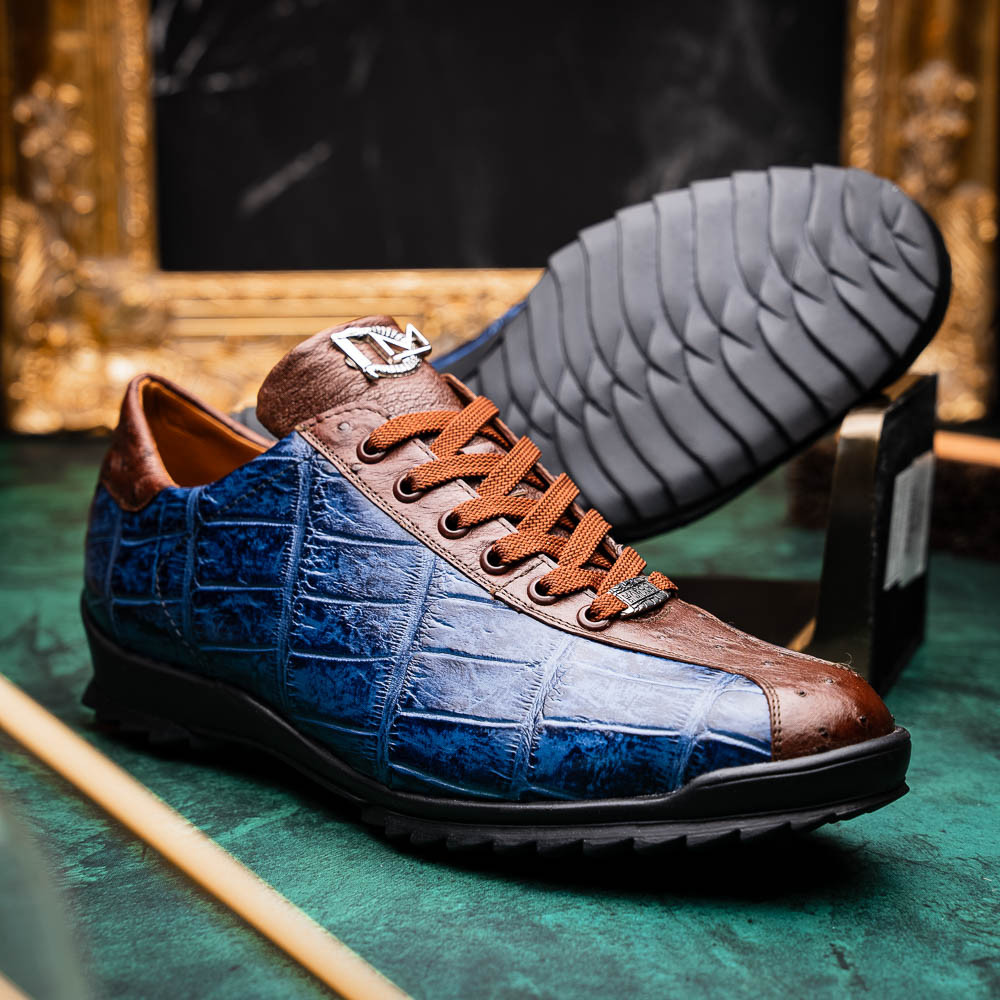 SAULO Alligator/Ostrich Bluejean Fashion Sneakers display picture 1