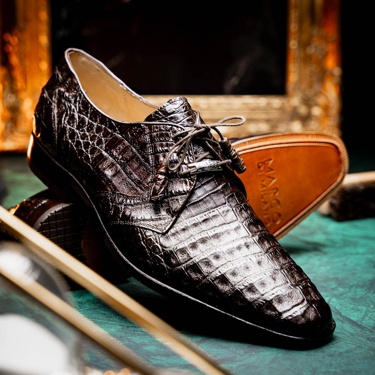 Marco Di Milano Lacio Derby Brown Caiman Shoes