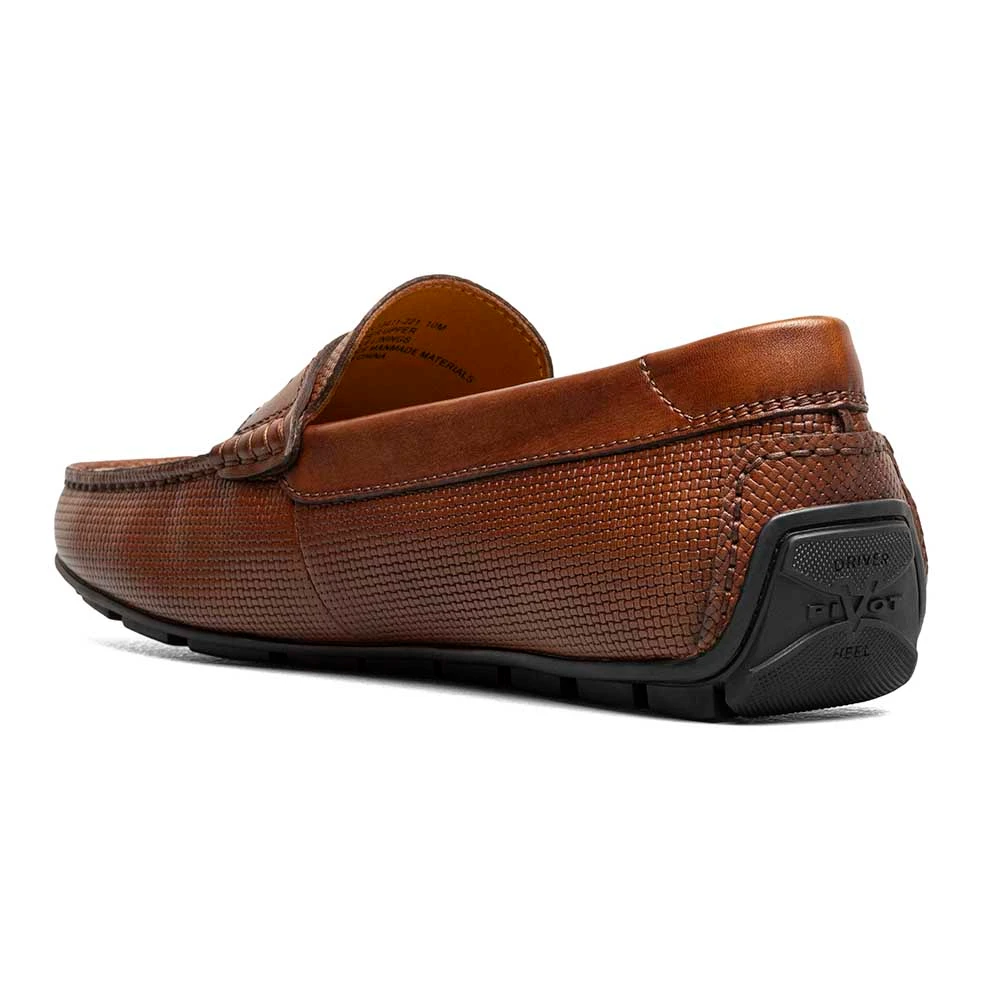 Mens Florsheim Motor Penny Driver Cognac Leather, 13411-221 Florsheim Cognac Print Leather Weaved Moc Toe Penny Driver main image 3