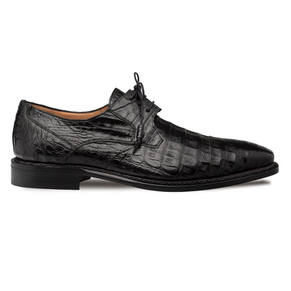 Mezlan Giovane Fuscus Cap Toe Derby Black Crocodile Shoes display picture 1