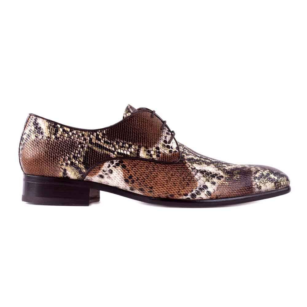 Mister Satar Brown Python Snake Print Lace-Up Shoes