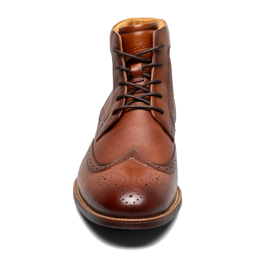 Florsheim RUCCI Wingtip Cognac Lace Up Boots display picture 3