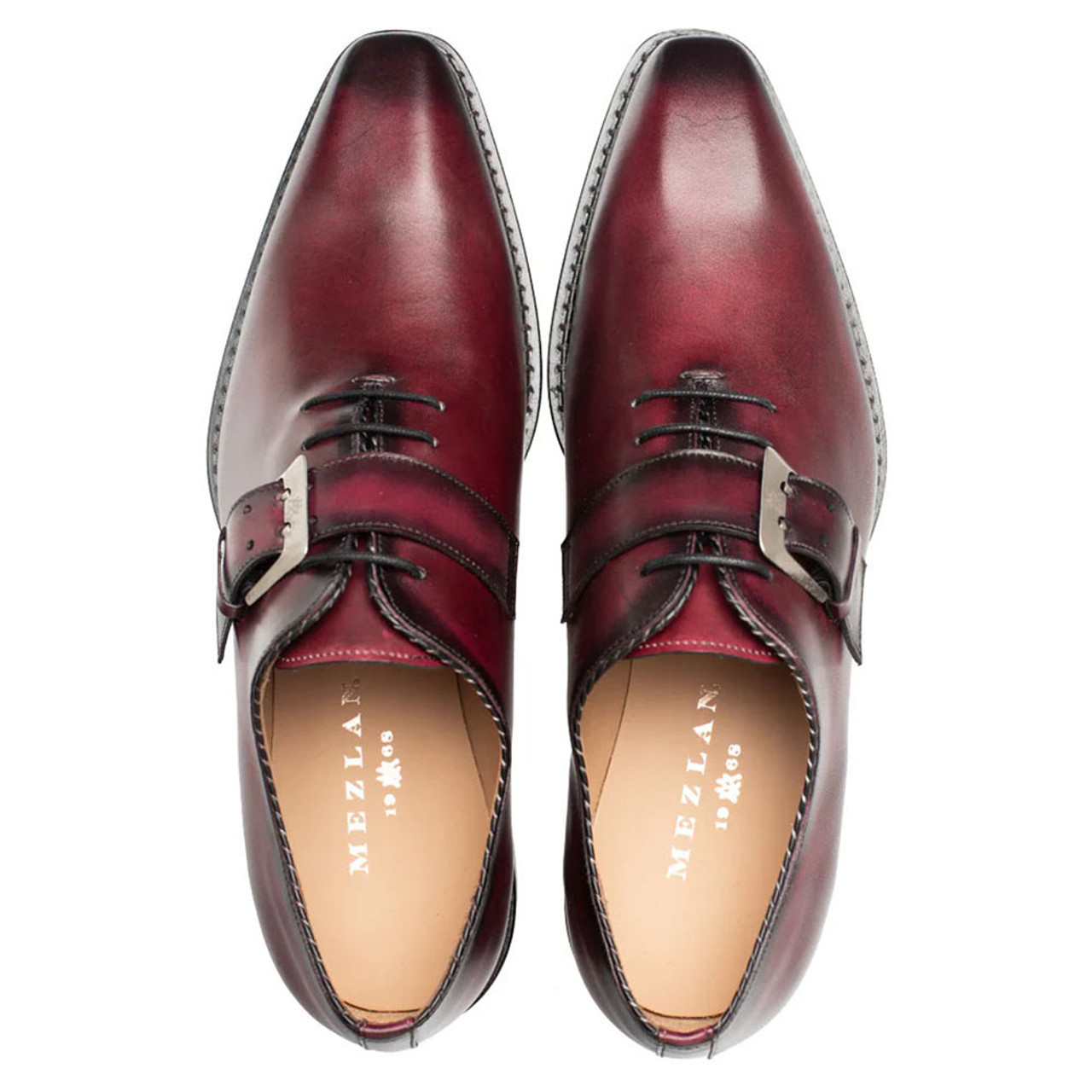 Mezlan Calfskin Burgundy Monk Strap Shoes | Arrowsmith Shoes