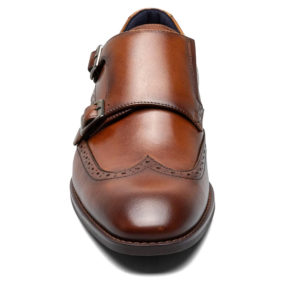Stacy Adams Shoes Karson Wingtip Double Monk Strap Cognac Size 9