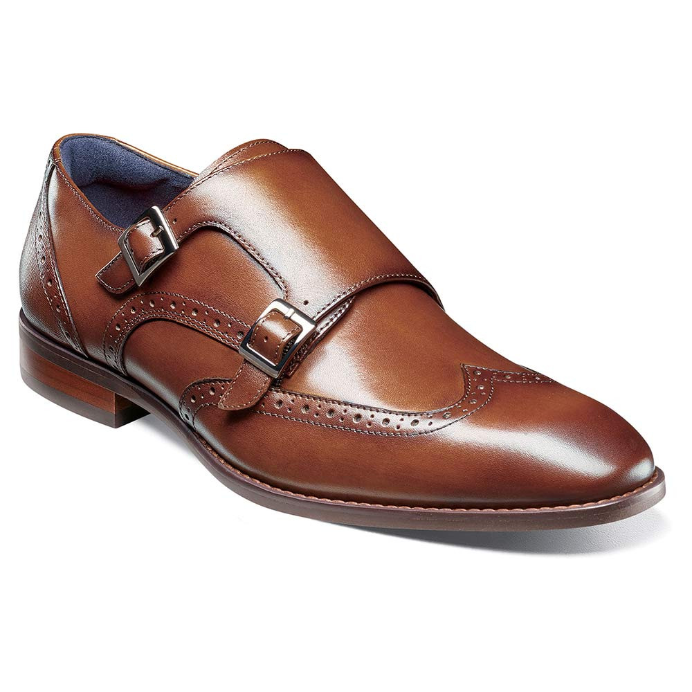 Karson Cognac Wingtip Double Monk Strap | Stacy Adams Dress Shoes