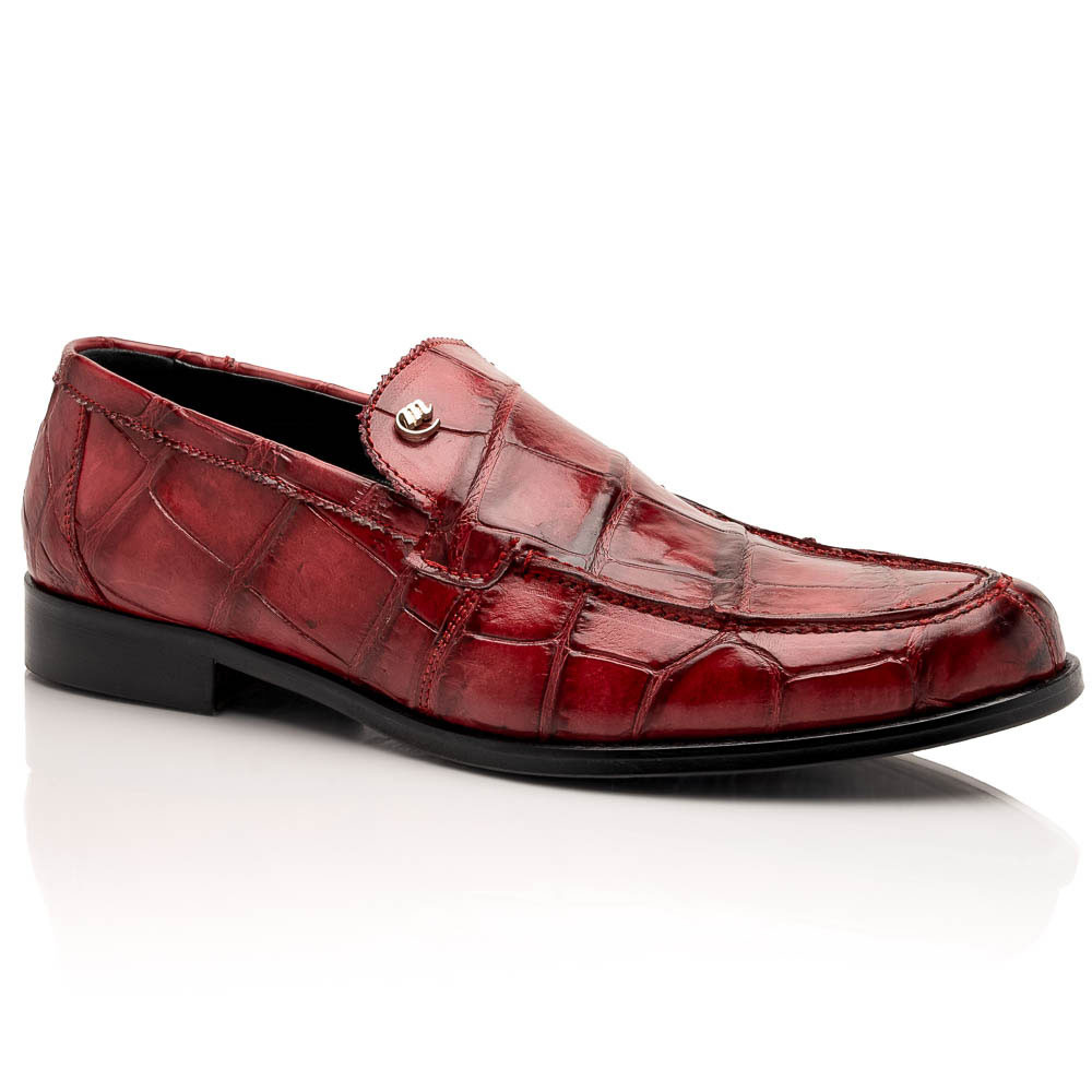 Mauri Ruby Red Hand-Painted Alligator Loafers