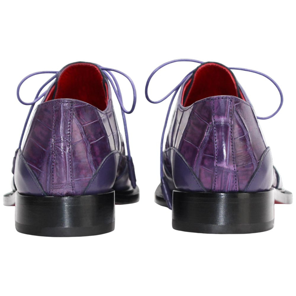 Fennix Frank Men's Purple Calf Leather/Alligator Exotic Oxfords Shoes