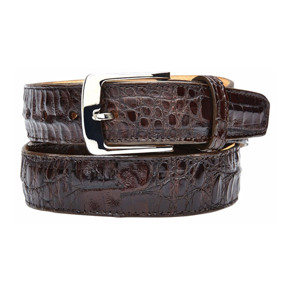 Belvedere Men's Gray Caiman Crocodile Belt