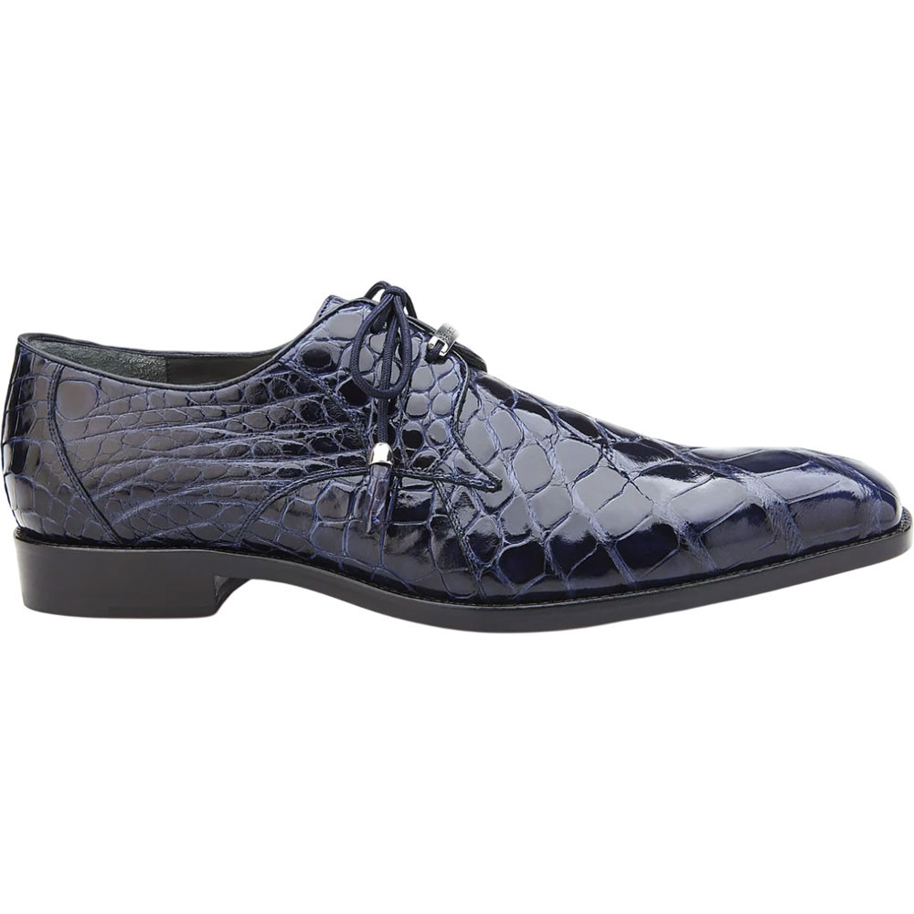 Belvedere Lago Navy Men's Genuine American Alligator Lace Up Shoes