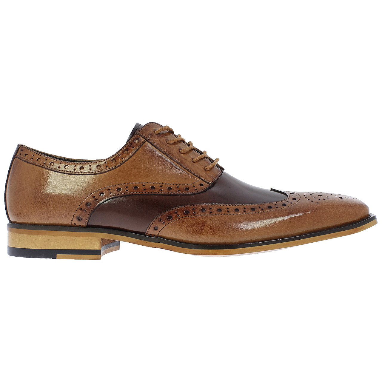 Tinsley Tan Brown Buffalo Leather Wingtip Oxfords by Stacy Adams