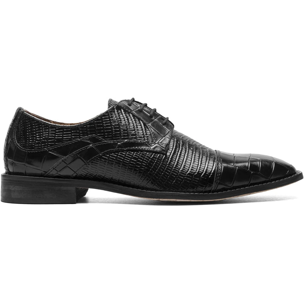 Stacy Adams Black Crocodile Pattern Oxfords Stacy Adams Shoes Black Gator Wingtip Golato 25536-001 main image 2