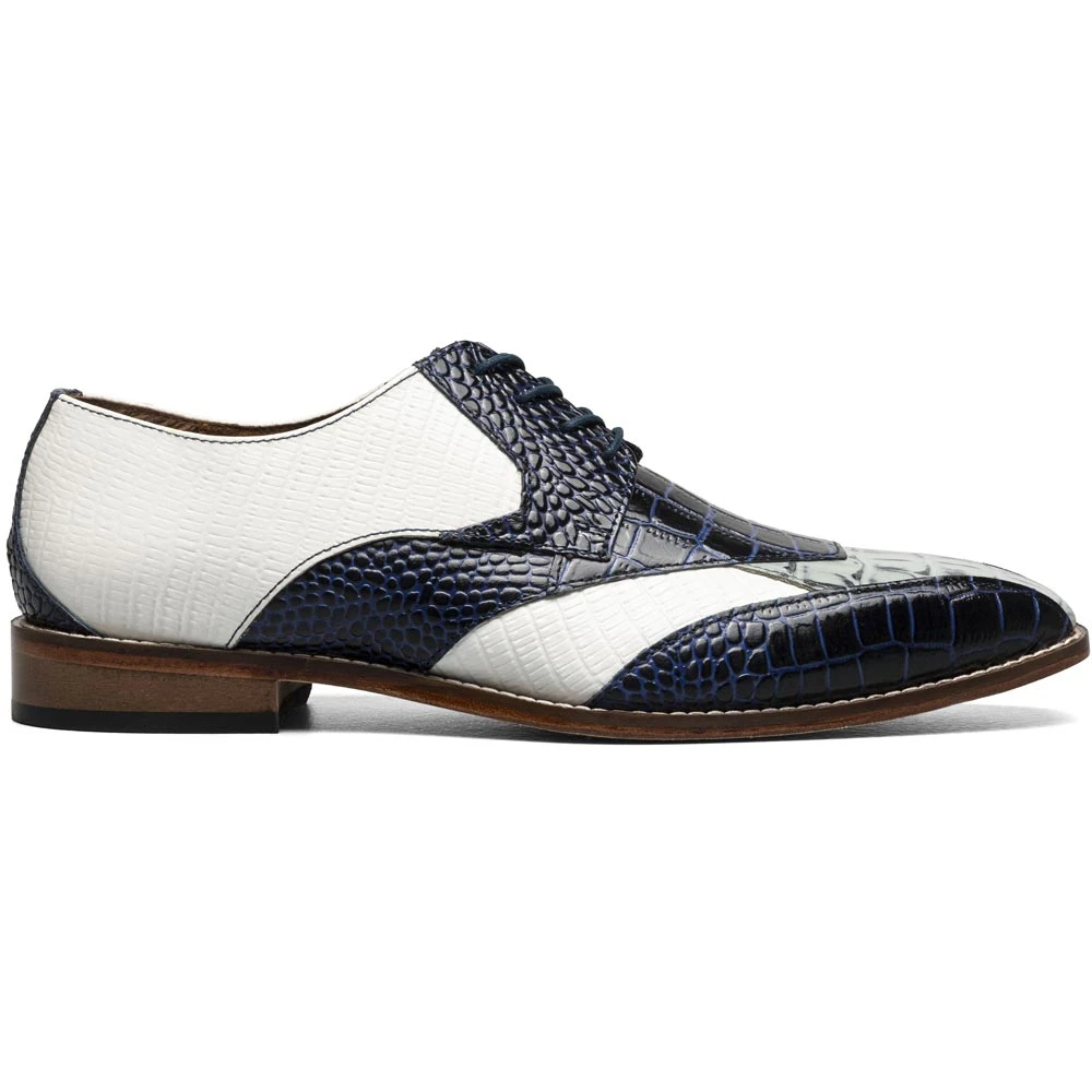 Tristano Dark Blue Multi Modified Bike Toe Oxford | Stacy  display picture 2
