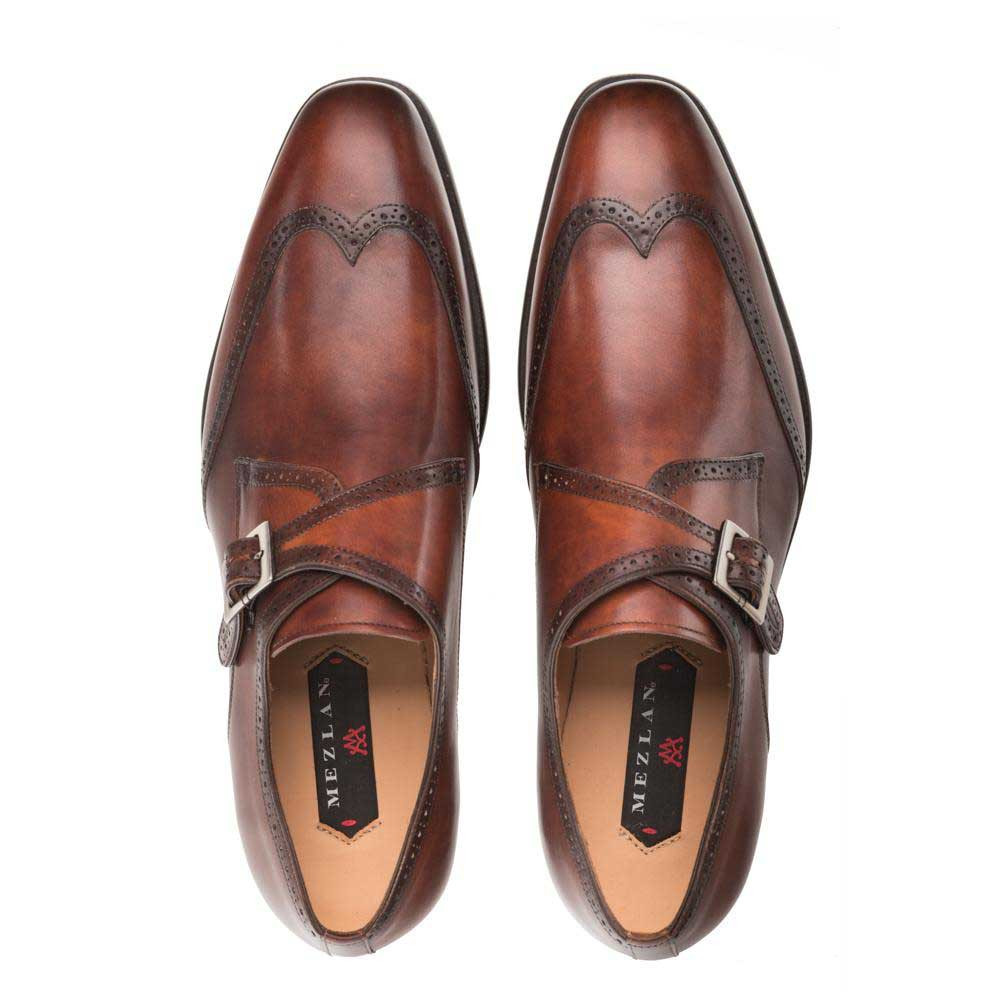 Mezlan Men\'s Forest Wing Tip Monk Strap in Cognac Us9M Mezlan Men main image 2