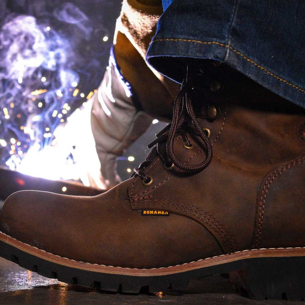 Bonanza Men's Sierra 9-Inch Crazy Brown Logger Full Grain Leather