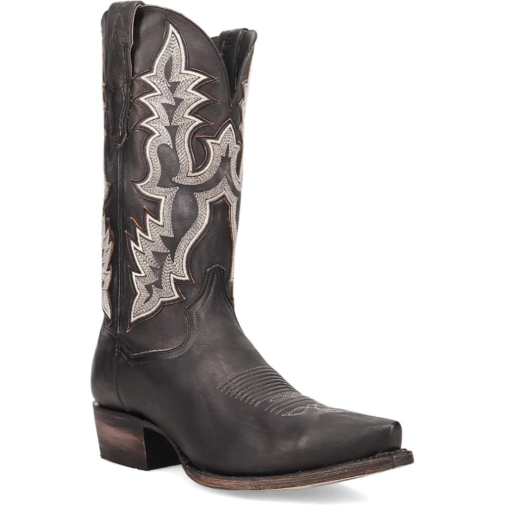 Black/Black Bottes western mi-mollet brodées en noir | FR