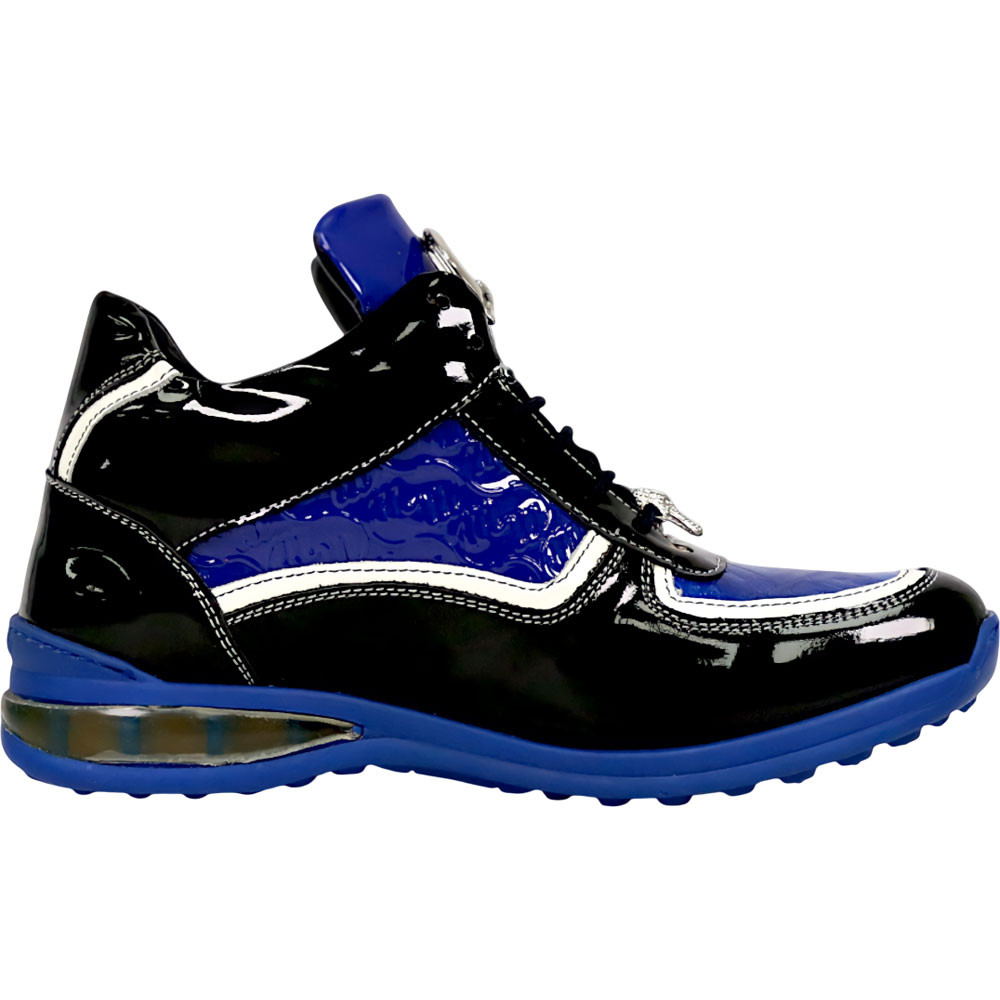 MAURI Men’s Boost White Ruby Dune Calfskin, Baby Crocodile & Patent Leather Luxury Sneakers