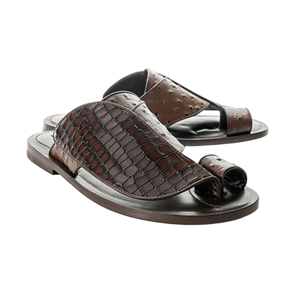 Sandals Men\'s Brown EUC Snakeskin Print Strap Snakeskin Sandals | eBay main image 3
