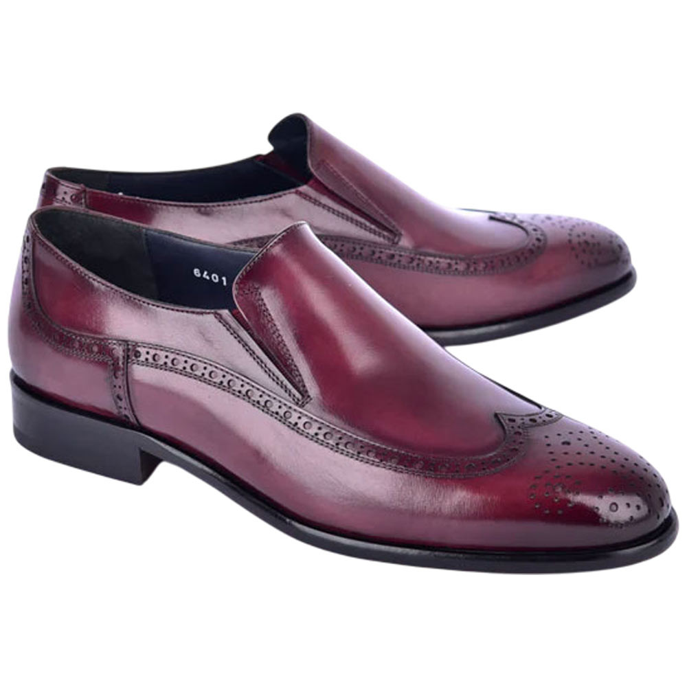 Corrente USA High Vamp Wingtip Burgundy Italian Calfskin Loafer