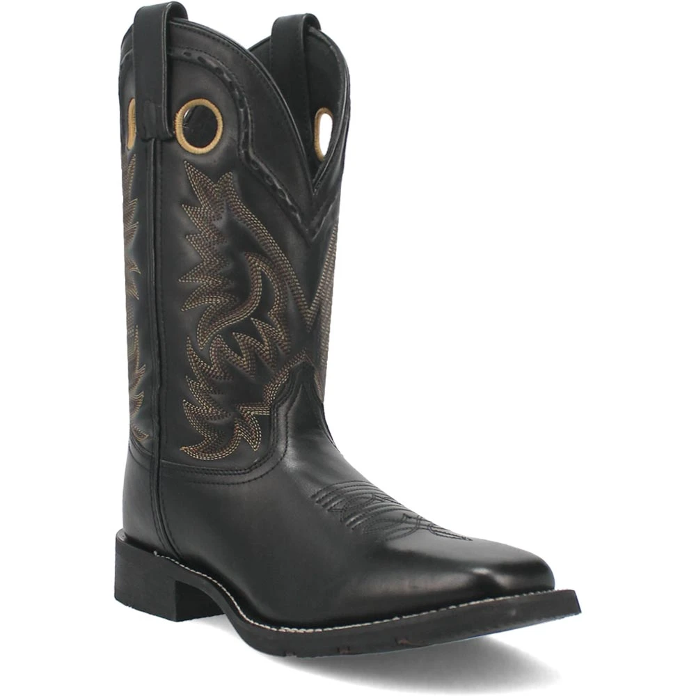 Laredo Kane Black Leather Square Toe Western Men Boots display picture 3