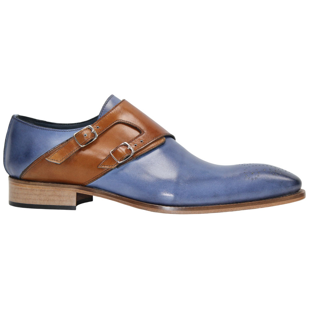baby blue dress shoes Duca Vergato Men's Light Blue\Cognac Calf-Skin Leather Monkstraps Oxfords Details If you need to add a splash of color to your formal event C&E Shoes Suede Penny Loafer