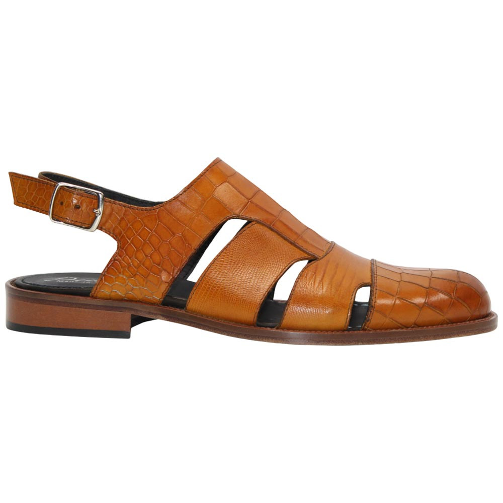 men's dress sandals leather Duca Positano Senape Calfskin Crocodile Print Sandal 9 handwoven leather APOLLO TDM Men's sandals -