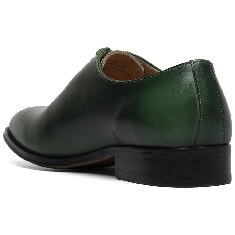slim fit dress slacks Ambrogio Bespoke Men's Shoes Olive Patina Leather Whole-cut Oxfords –  Dellamoda main image 0