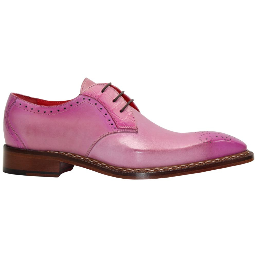 Fennix of Italy Tyler Genuine Alligator Skin Pink Trendy Derby Shoes