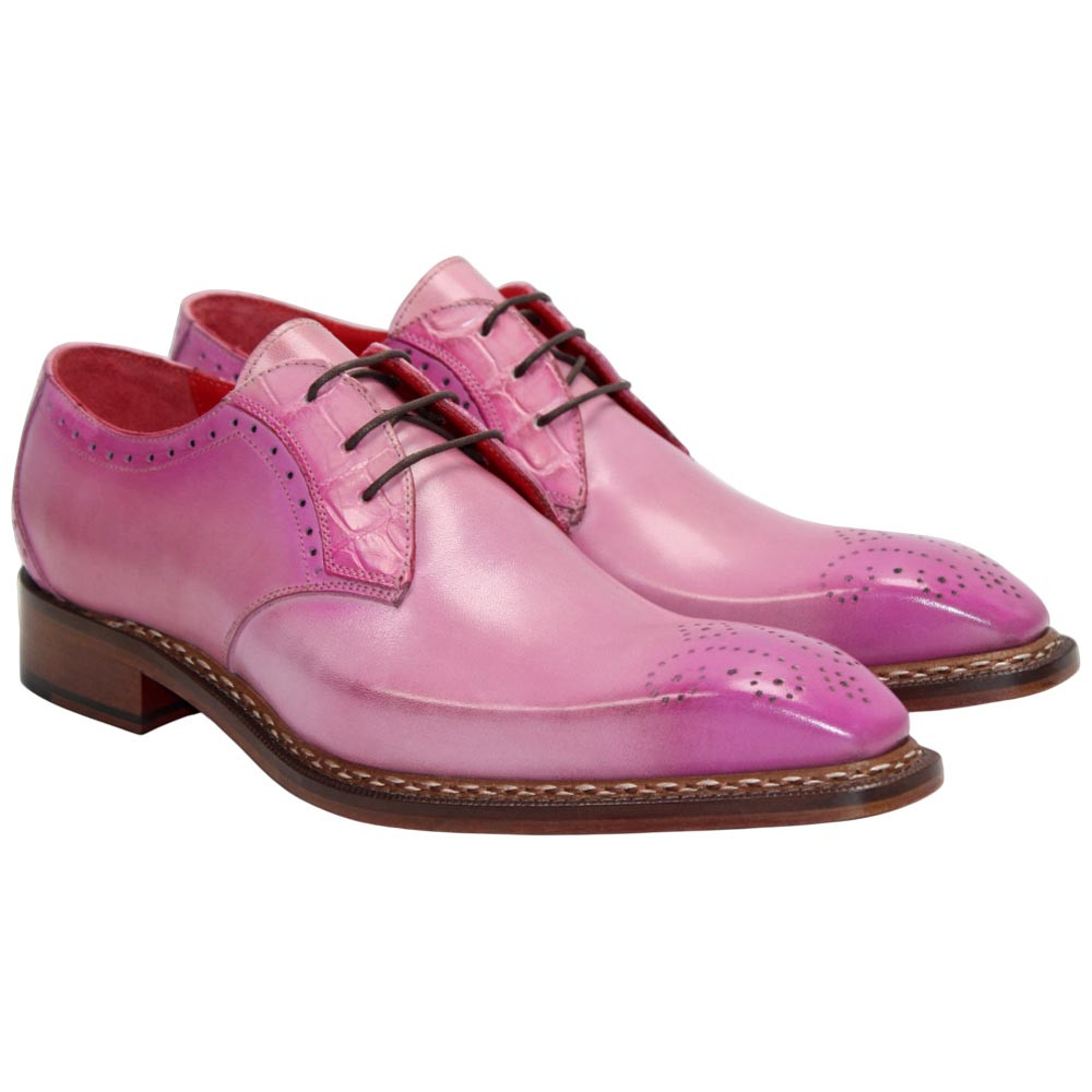 Fennix of Italy Tyler Genuine Alligator Skin Pink Trendy Derby Shoes