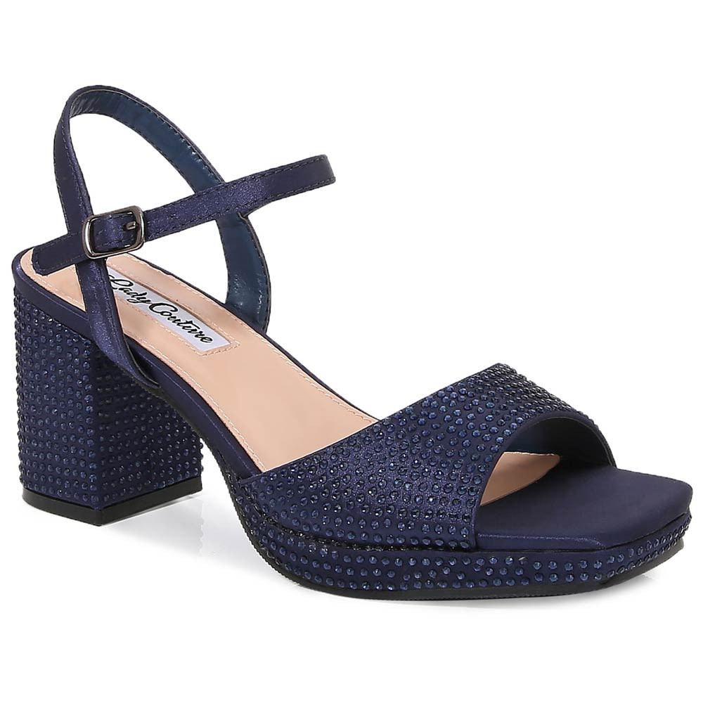 lady dress shoes Judy Navy Block Sandals with 3