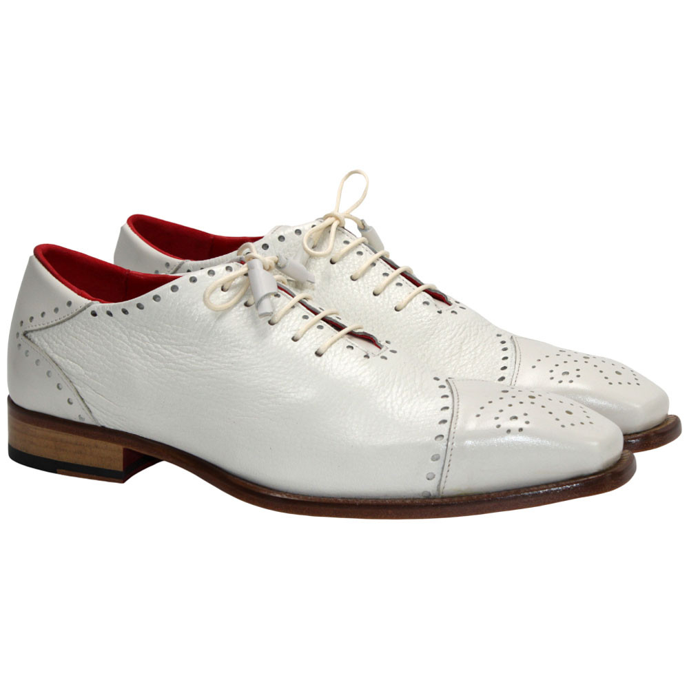 Emilio Franco Bosco Bone Deer Skin Leather Lace Up Shoes