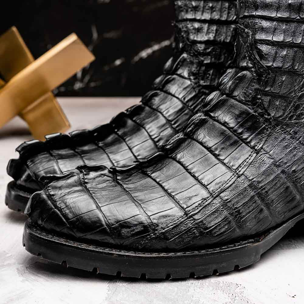 Marco Di Milano Marlboro Genuine Hornback Caiman Skin Black Cowboy