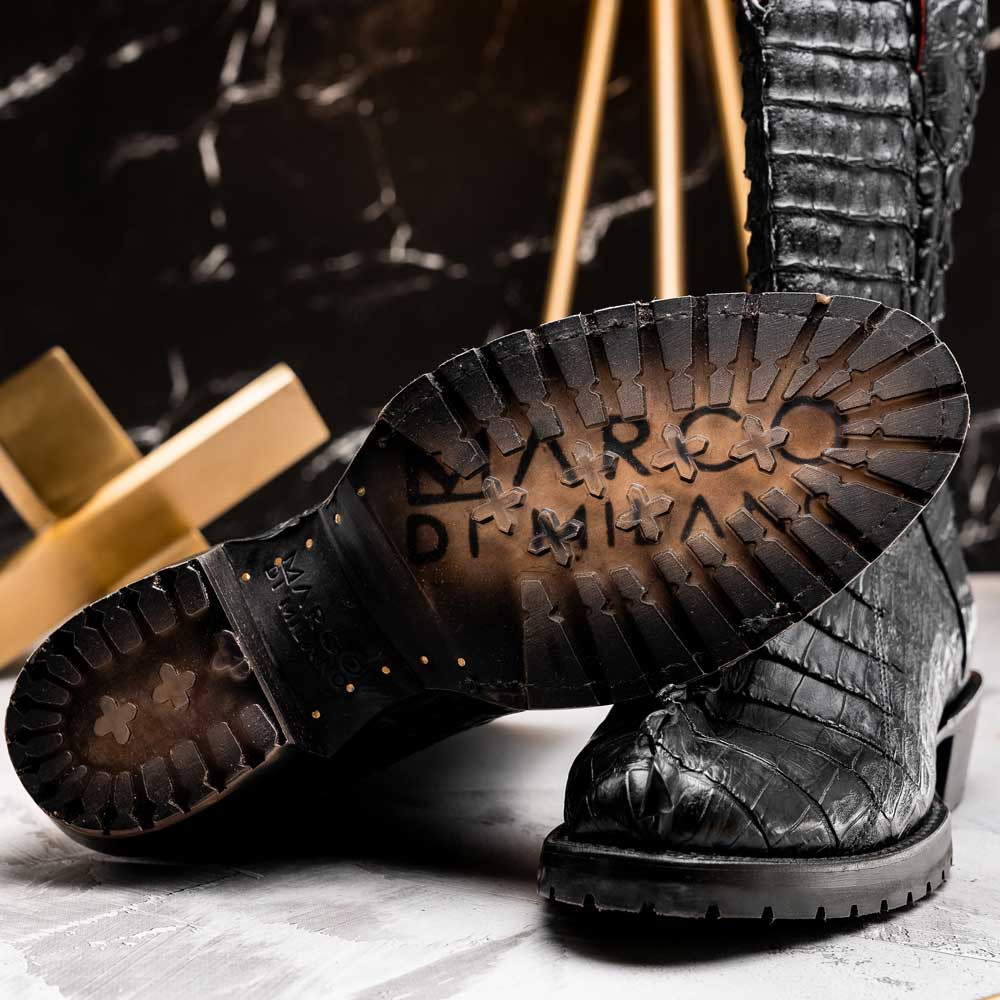 Marco Di Milano Marlboro Genuine Hornback Caiman Skin Black Cowboy