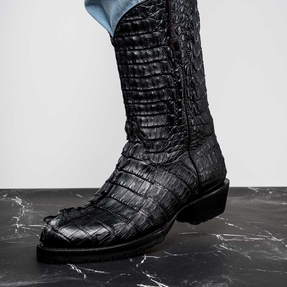 Marco Di Milano Marlboro Genuine Hornback Caiman Skin Black Cowboy