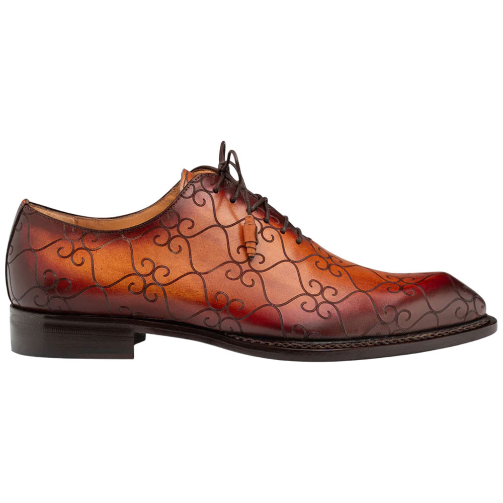 Tribeca Laser Print Patina Calfskin Cognac Rust Mezlan  display picture 3