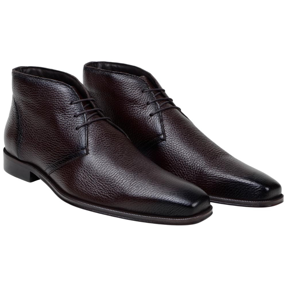 italian leather dress boots Axel Men’s Premium Italian Deerskin Plain Toe Brown Ankle Dress Boots