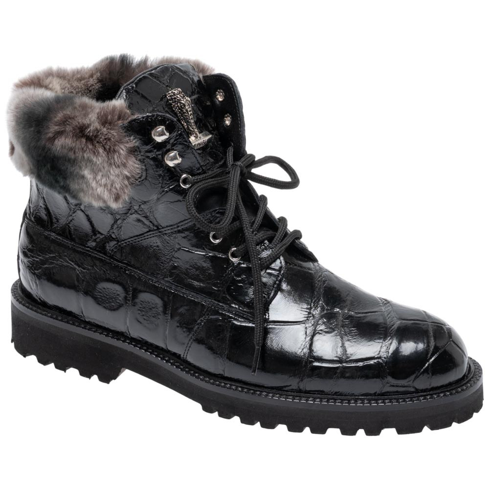 Mauri Men's Genuine Black Alligator & Lapin Sneakers