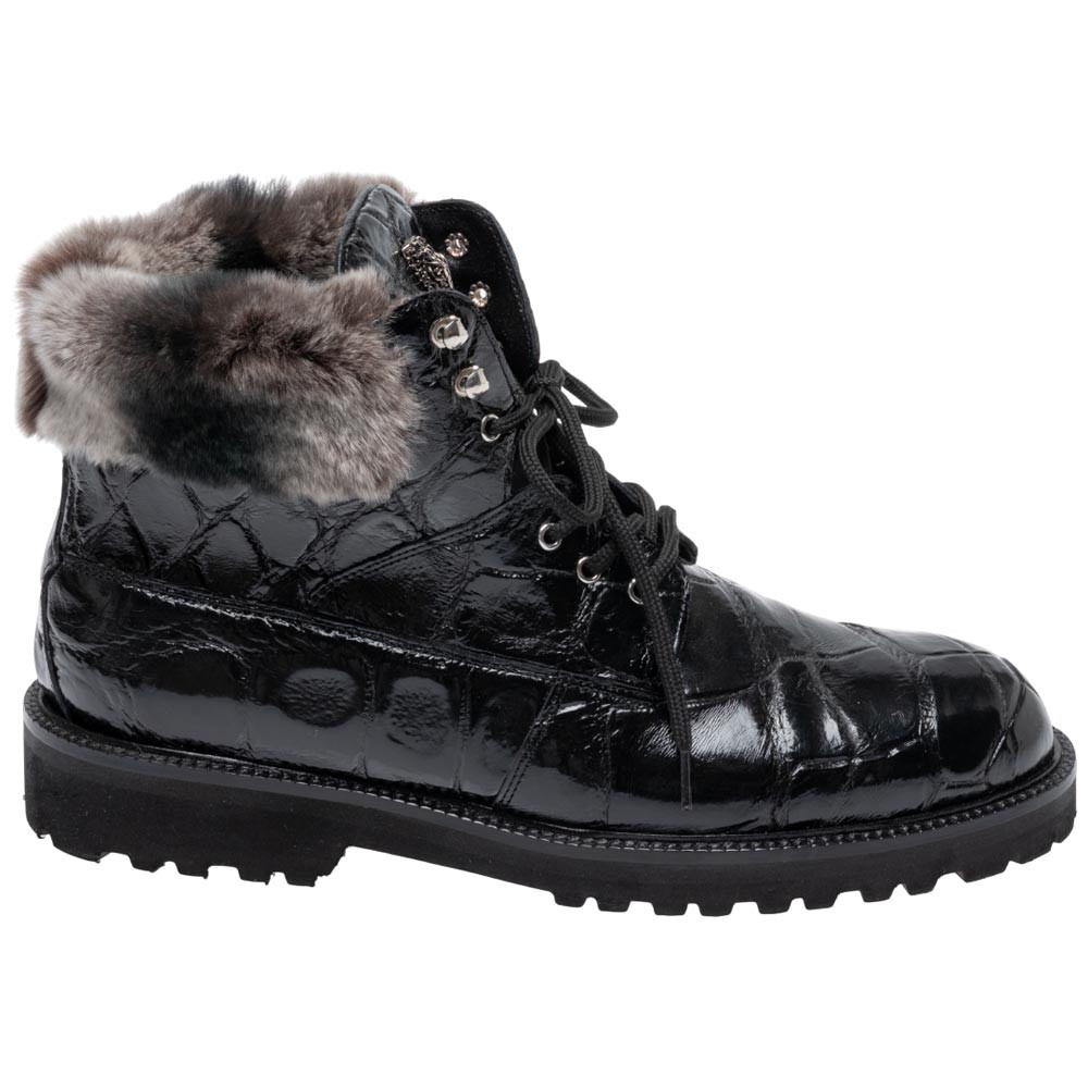 ミーマリー Mauri Men's Genuine Black Alligator & Lapin Sneakers