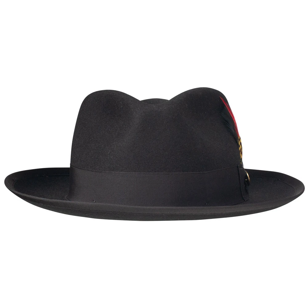 Stetson Whippet Fedora Black Teardrop Crown Hat with Royal Deluxe