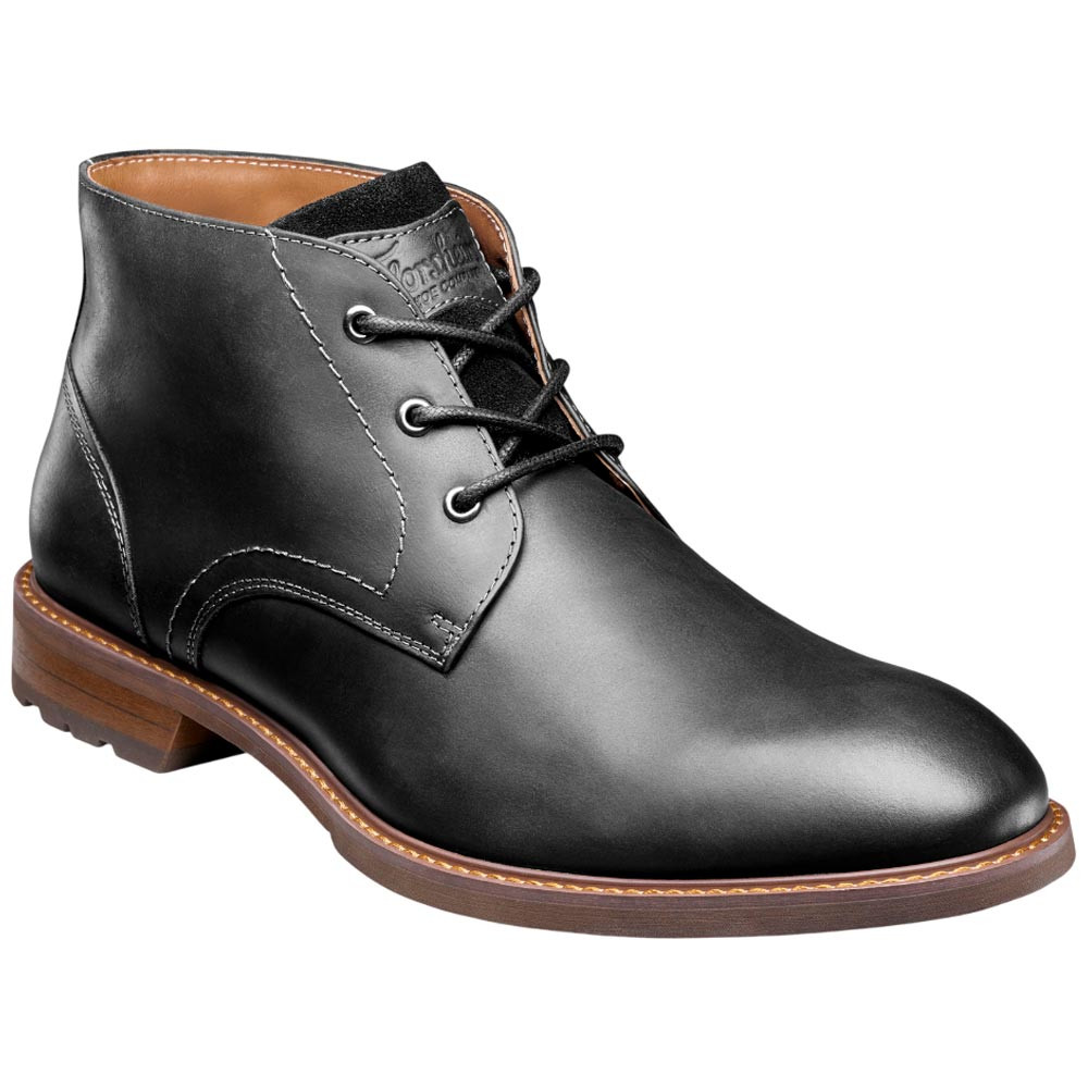 Florsheim Men's Lodge Plain Toe 3-Eye Black Chukka Boot